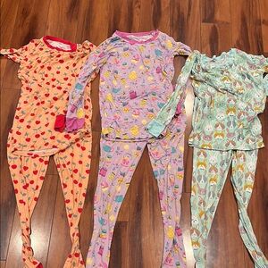Lot of 3 Little Sleepies 12/14 girls two piece bamboo pajamas